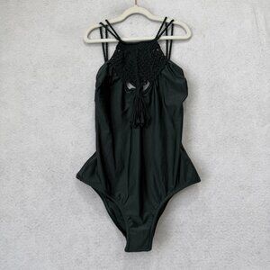 Lenny Niemeyer Swimsuit Womens Large Green One Piece Crochet High Neck Macrame